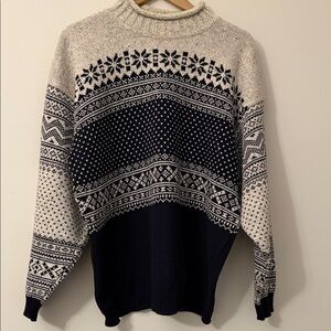 Cozy Cowl Turtleneck Sweater in Ivory and Navy